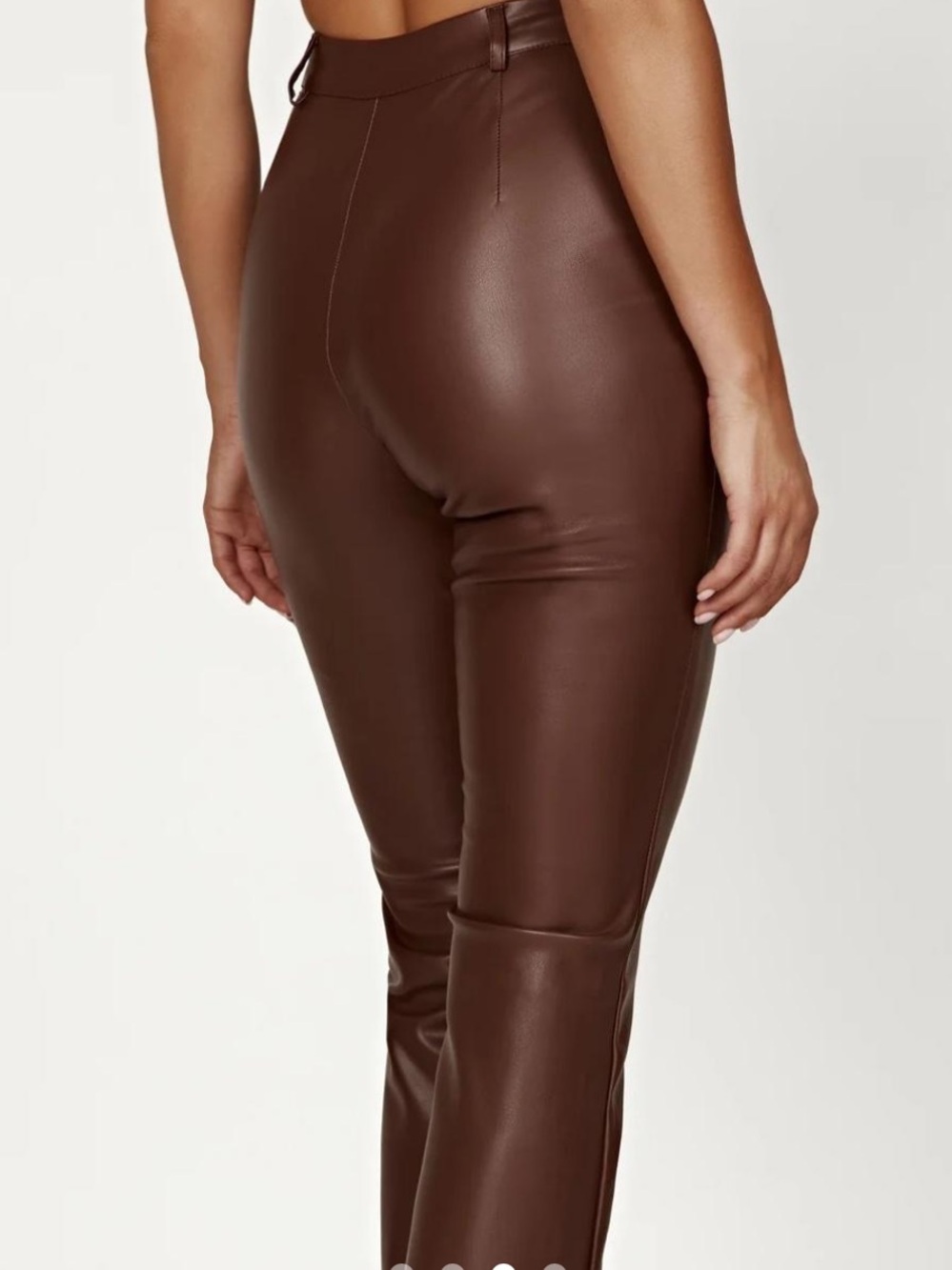 Tyra Straight Leg Faux Leather Pants - Chocolate